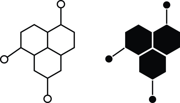 Hormones icon set. Outline and solid chemical biology molecule science symbols. Medical research laboratory analysis signs
