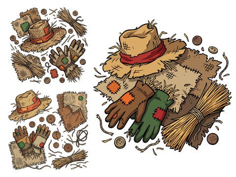 Autumn Scarecrow Costume Accessories Set Fall Harvest Clip Art