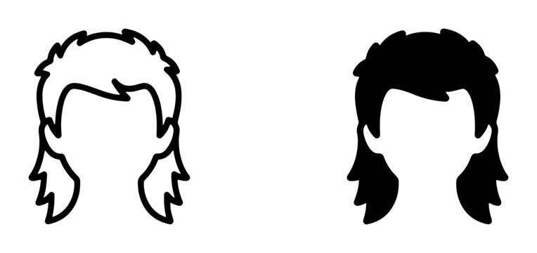 Mullet hairstyle icon, solid for logo