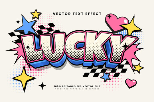 Editable vector text effect with a playful pop art and retro comic concept, suitable for posters, apparel, stickers, social media, and branding designs.