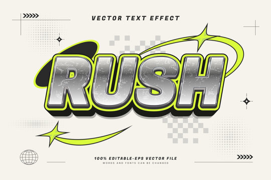 Editable vector text effect with a bold chrome racing and speed concept, suitable for racing posters, sports branding, and apparel designs.