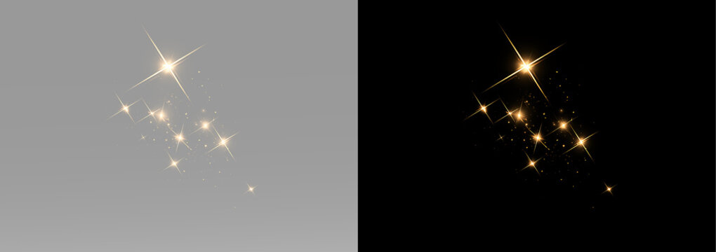 yellow sparkles with luminous stars, soft golden dust and a graceful magical decorative glow