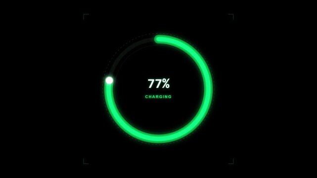 Digital loading screen with zero percent to handed percent progress