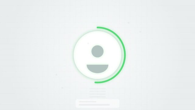 Animated user profile loading icon with a green success checkmark