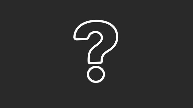 Minimalist white outline question mark icon on dark gray background