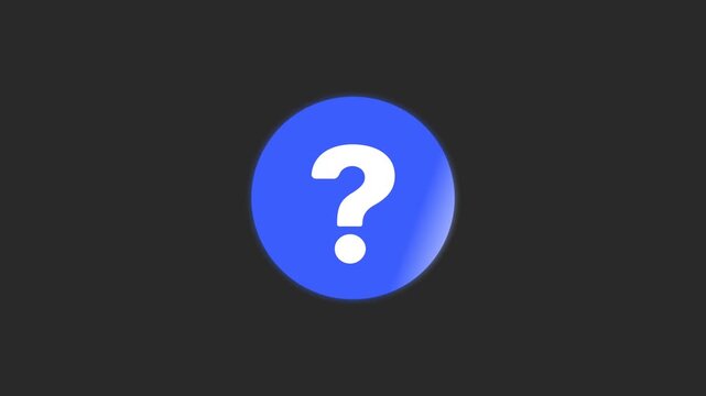 Minimalist blue button featuring a white question mark