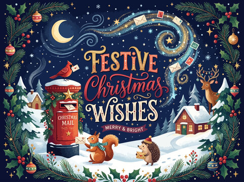 Christmas illustration co&hellip; concept illustration with colorful elements for creative decoration and seasonal celebration isolated background