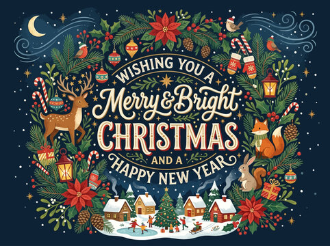 Christmas illustration co&hellip; concept illustration with colorful elements for creative decoration and seasonal celebration isolated background