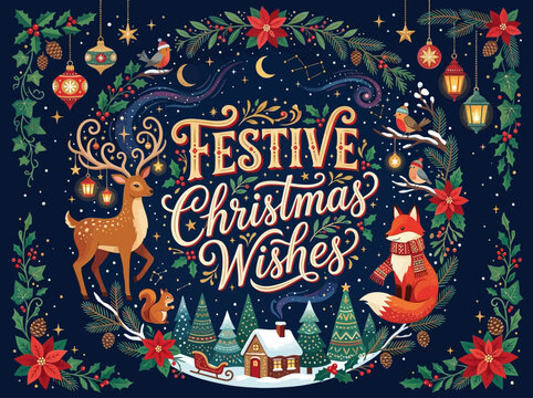 Christmas illustration co&hellip; concept illustration with colorful elements for creative decoration and seasonal celebration isolated background