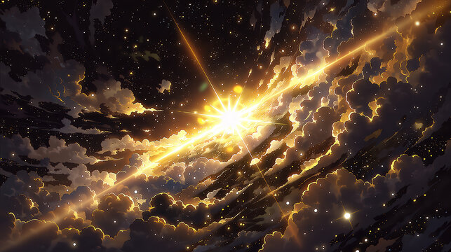 Vibrant cosmic scene featuring swirling galaxies, radiant stars, deep space exploration, perfect for sci-fi themes or inspiration.