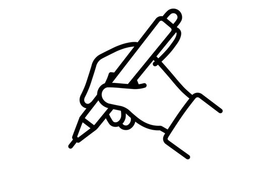 Hand holding a ballpoint pen while writing in outline style