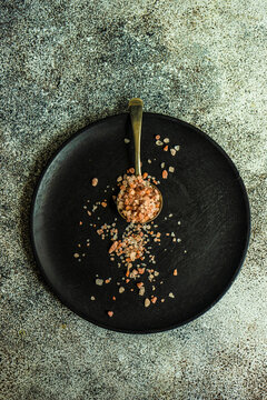Cooking concept, pink salt crystals