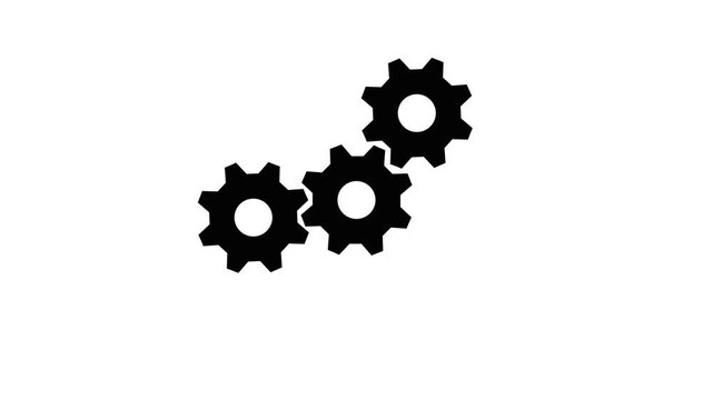 Cogwheel gear spinning around animation. cog wheel icon turning animated background. Motion graphics of teamwork concept.