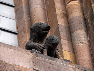 Medieval Stone Gargoyles on Worms Cathedral Facade Germany © Izanbar photos