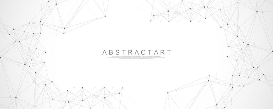 Global network connection concept. Big data visualization. Social network communication in the global computer networks. Internet technology. Business. Science. Vector illustration