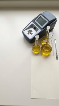 Digital Refractometer and Glassware for Olive Oil Quality Analysis