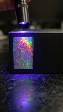 Ultraviolet Lamp Scanning Holographic Authentication Feature on Matte Surface