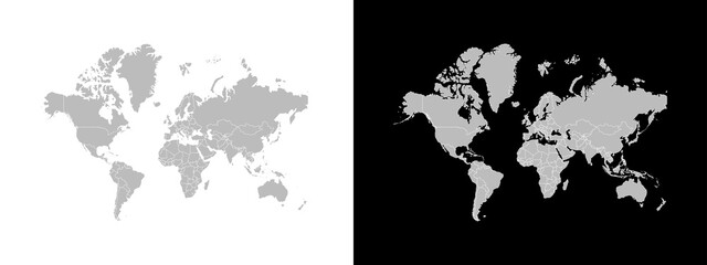 World map isolated on white and black background © Vc