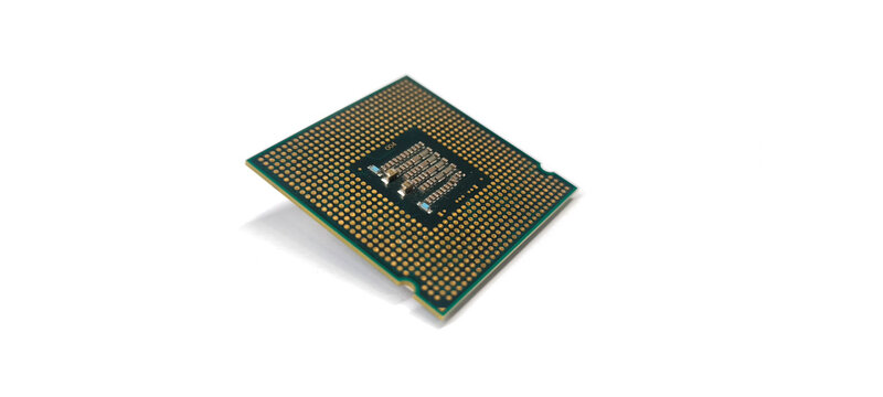The CPU on a white background is a symbol of technological development.