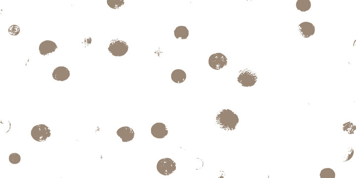 Abstract distressed polka dot pattern with scattered textured circles in brown color vector graphic illustration background.