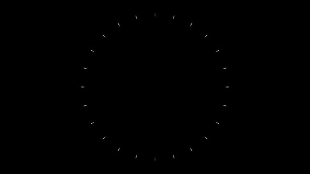 Circular fireworks line spark burst animation with circle burst, vintage line explosion, glowing geometric spark blast on transparent black background in 4k loop