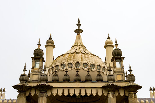 Ornate architectural dome and minarets of the Royal Pavilion in Brighton