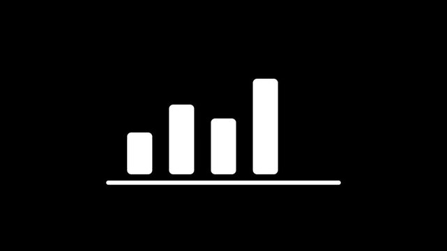 White Bar Chart Growth and Decline Animation on Black