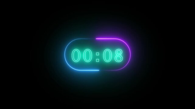 A neon 90-second countdown icon features a vibrant circular progress ring gradually shrinking, glowing digits updating every second, and a rhythmic electric pulse highlighting the steady passage of ti