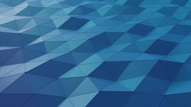 Abstract blue geometric low poly background with 3D triangle shapes