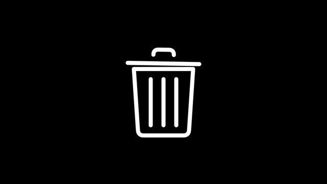 White Trash Can Delete Icon on Black Background