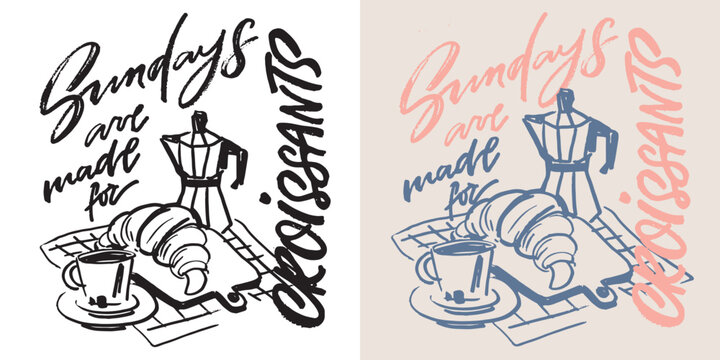 Trendy hand drawn doodle lettering quote about coffee. Lettering for t-shirt design, mug print, bag print, clothes fashion. 100% hand drawn vector image.