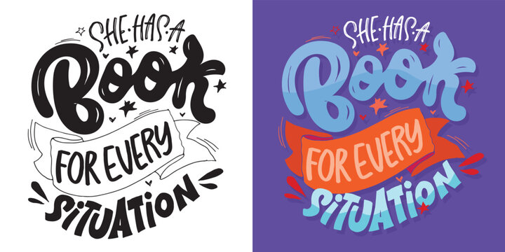 Cute hand drawn doodle lettering quote about Books. Reading more. Lettering for t-shirt design, mug print, bag print, clothes fashion. 100% hand drawn vector image.