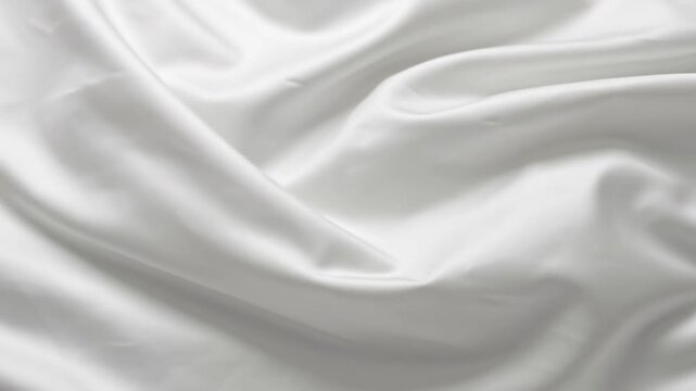 Elegant White Satin Fabric Background with Soft Smooth Silk Folds