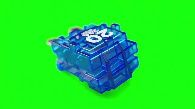 Close up shot of a standard automotive blade fuse rotating slowly on a bright green screen background