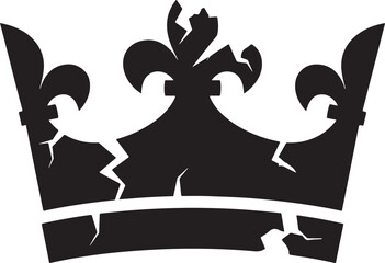 Broken Black Crown Silhouette With Fleur De Lis King Icon © Khilal