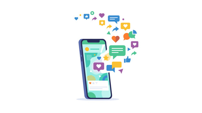 mobile phone with social media icons