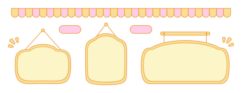 Cute Kawaii Style Hanging Sign Cartoon Frame Illustration Vector