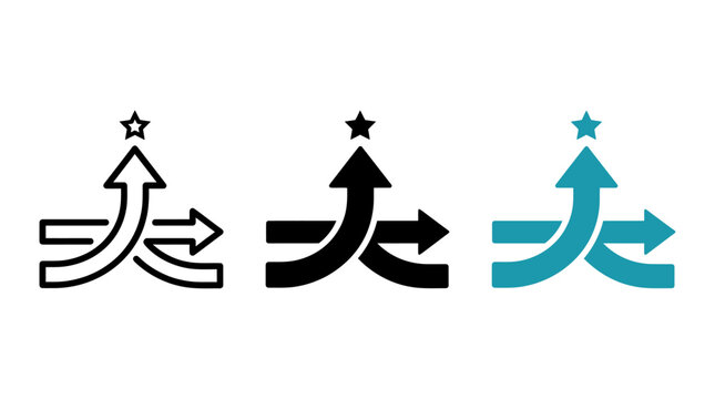 Competitive advantage icons vector illustration with upward arrows and star