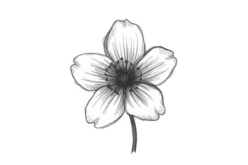 Fototapeta premium Botanical flower line drawing cutout with transparent background