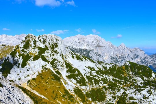 View of mountain landscape from Vi&scaron;evnik mountain in Julian alps, Gorenjska, Slovenia
