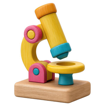 Single microscope toy science, isolated on transparent background