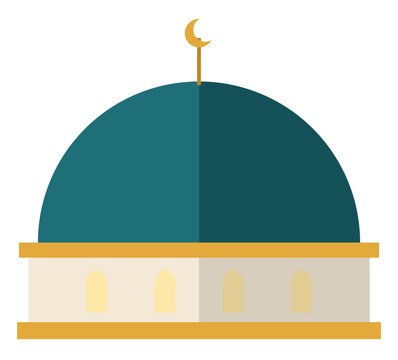 Hemispherical mosque dome on drum with windows isolated flat vector