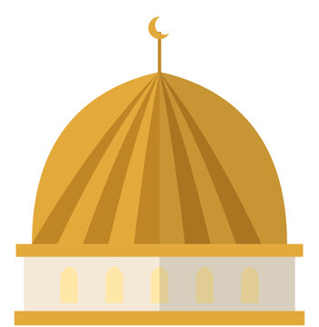 Golden ribbed melon dome isolated flat vector illustration