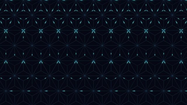 Japanese asanoha pattern digital network with data pulses seamless loop 4K
