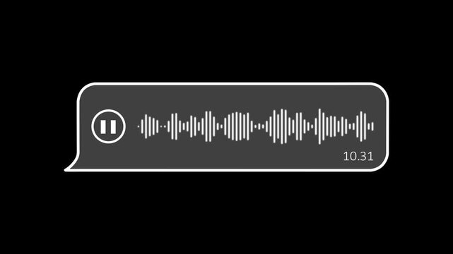Animated audio waveform in chat bubble interface for messaging apps and voice communication ui