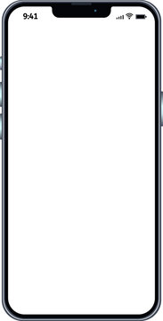 Smartphone mockup with transparent screen. Mobile device template. Blank display for digital content