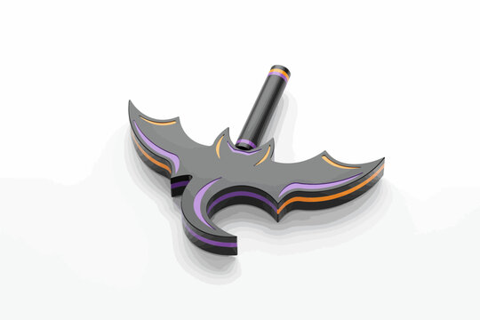 Modern stylized fantasy battle axe with colorful metallic design elements