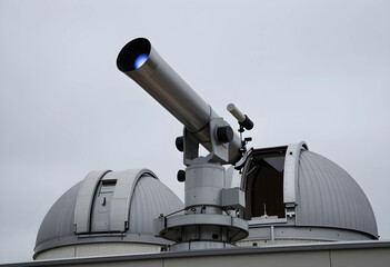 Fototapeta premium Astronomy and space exploration, large professional telescope at an observatory for scientific research and celestial observation under a cloudy sky