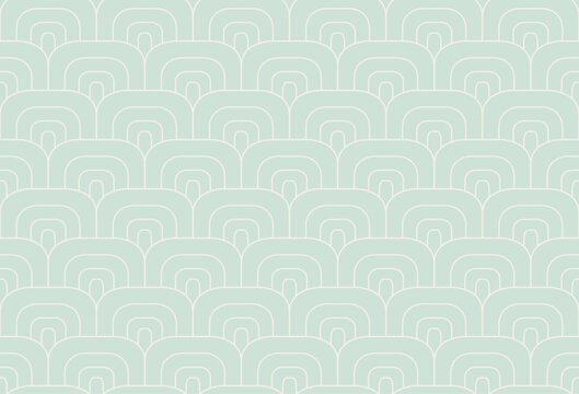 Mint Green Art Deco Scale Geometric Seamless Vector Pattern