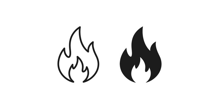 Flaming fire heat icons for energy efficiency and social media trending.